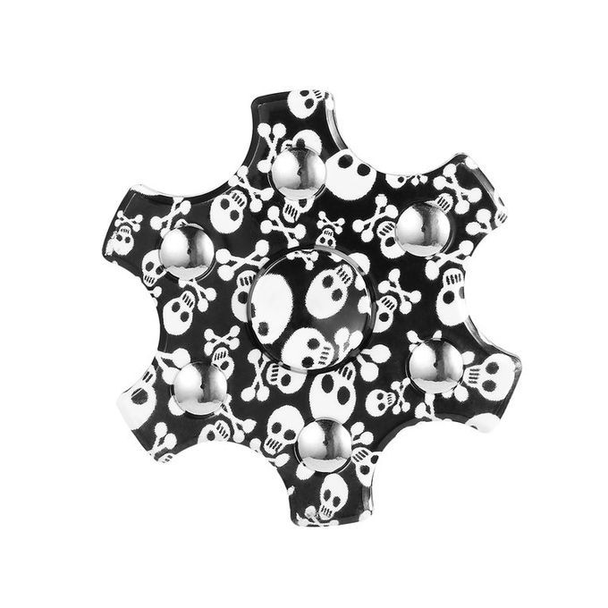 Stress Reducer Finger Toy Six Leaves Hand Spinner With Skull Crossbone Pattern
