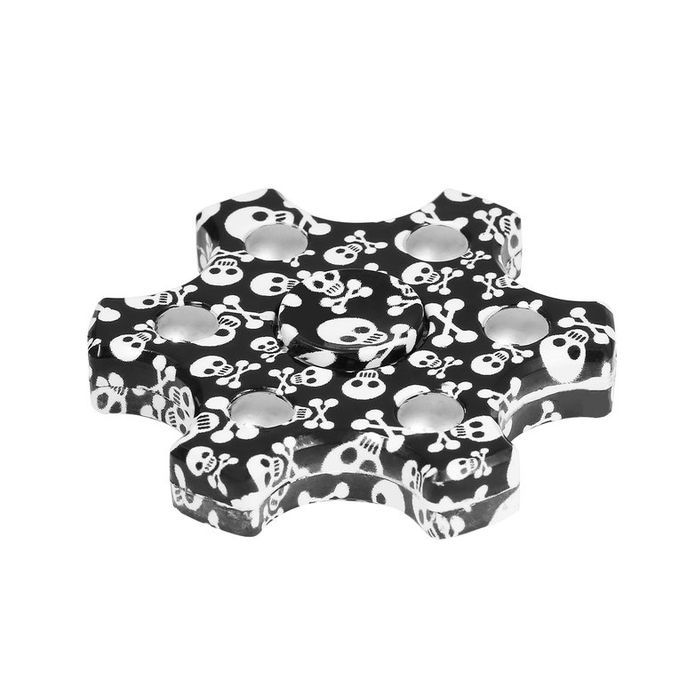 Stress Reducer Finger Toy Six Leaves Hand Spinner With Skull Crossbone Pattern