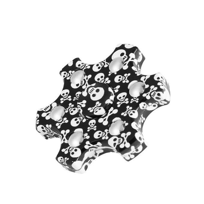 Stress Reducer Finger Toy Six Leaves Hand Spinner With Skull Crossbone Pattern