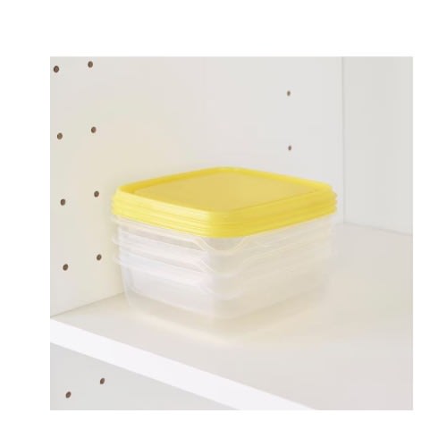 Pruta Food Container - 3-pack - 0.6 Litre - Transparent & Yellow