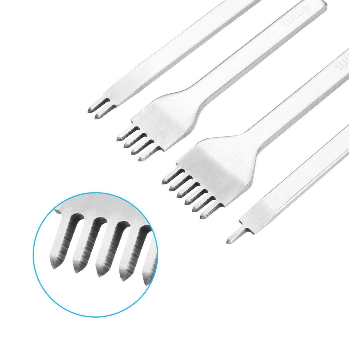4Pcs 1+2+4+6 Prong Set 4mm Spacing Leather Stitching Carving Craft Hole Punch Tools