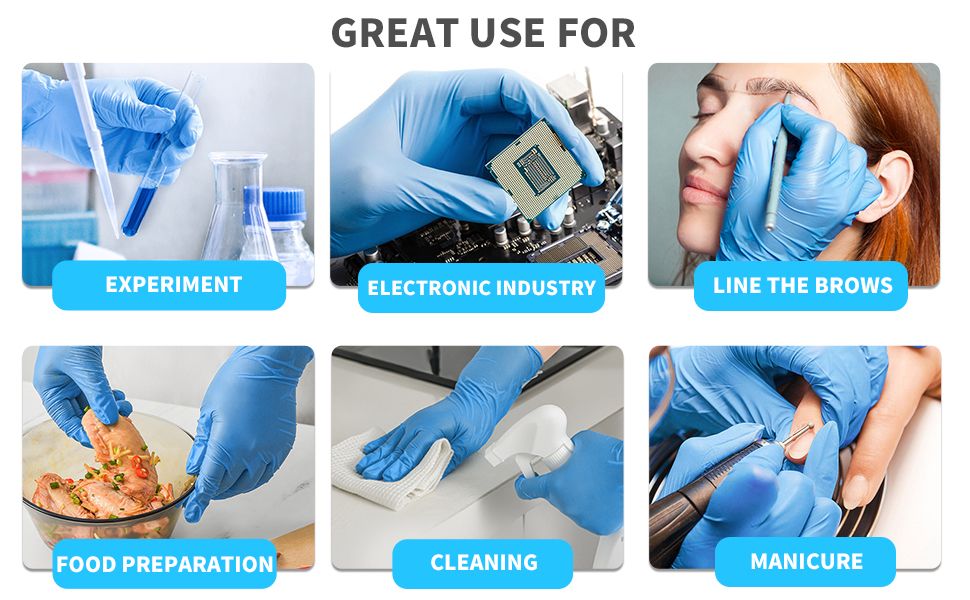 Blue Disposable Nitrile All Purpose Safe Working Gloves