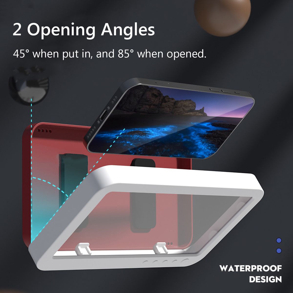 Waterproof Wall-Mounted Cell Phone Holder Case With Touch