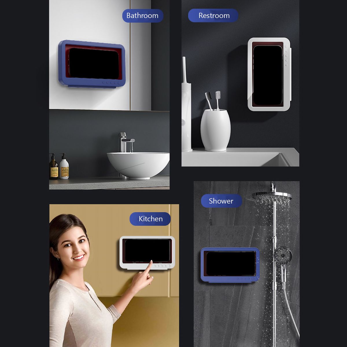 Waterproof Wall-Mounted Cell Phone Holder Case With Touch