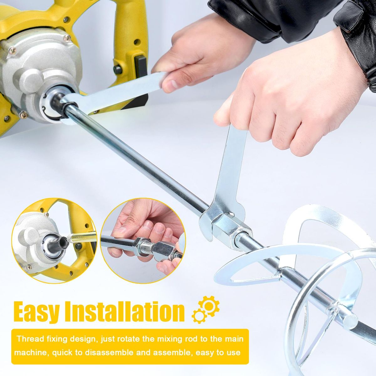 2600W Electric Concrete Mixer Portable Handheld Concrete Cement Mixer 6 Speeds Adjustable Mixing Machine Thinset Mortar Grout Plaster Paint Stirring Tool