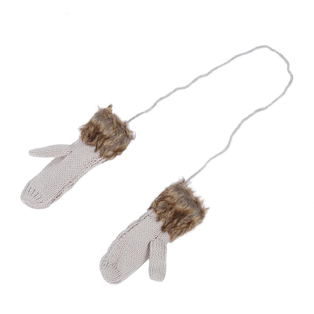 Warm Ladies Rag Wool Winter Snow Mittens Knitted Fleece