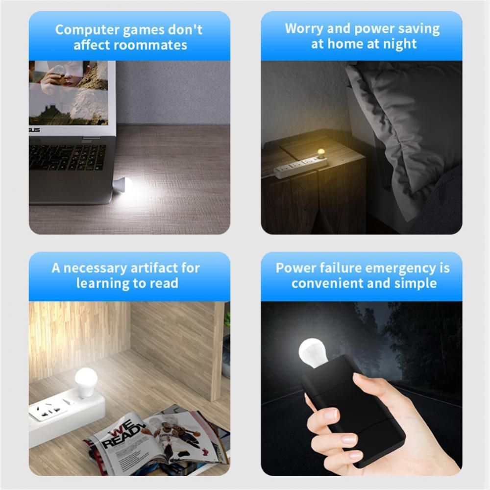 2PCS USB Plug Lamp Computer Mobile Power Charging USB Small Book Lamps LED Warm white