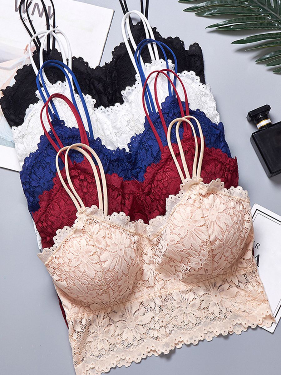 Women Lace Bra Camisole Wirefree Crop Tops 5 Pieces