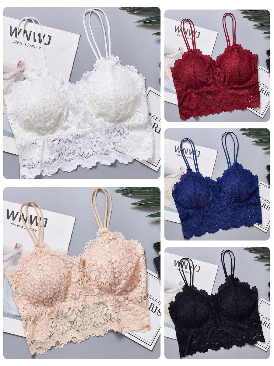Women Lace Bra Camisole Wirefree Crop Tops 5 Pieces