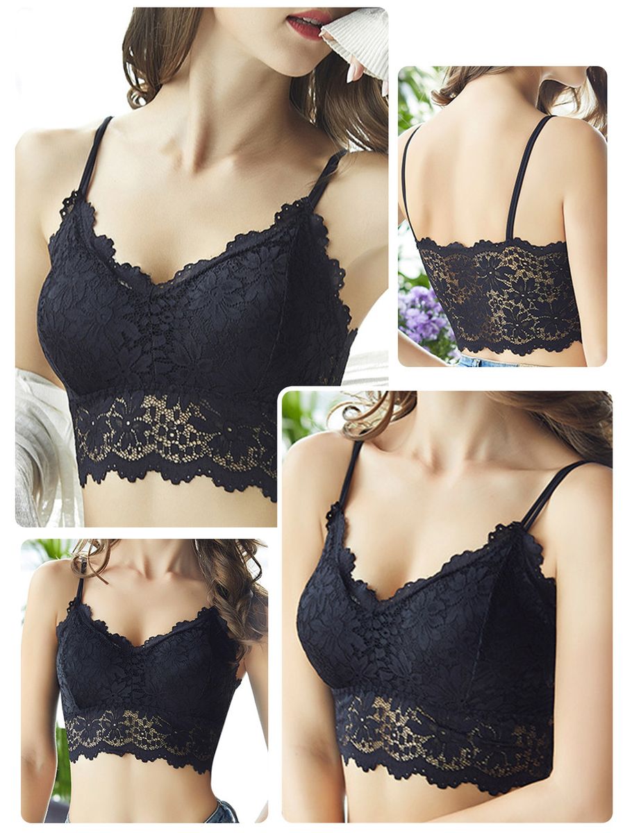 Women Lace Bra Camisole Wirefree Crop Tops 5 Pieces