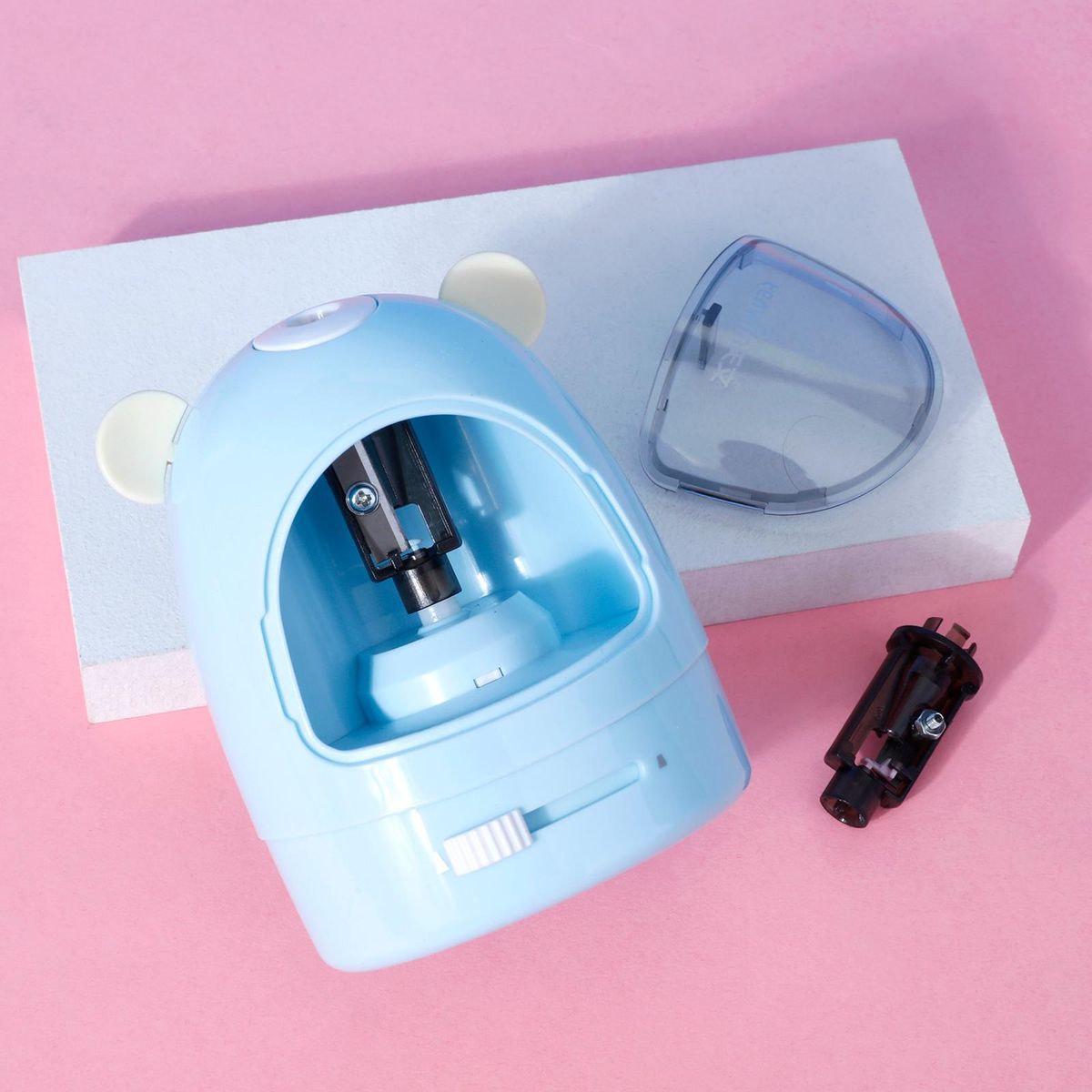 Electric Pencil Sharpener Eraser Vacuum Cleaner Set Stationery Set Battery Operated with 50 Eraser Refills for Kids Adults Home Office School Classroom
