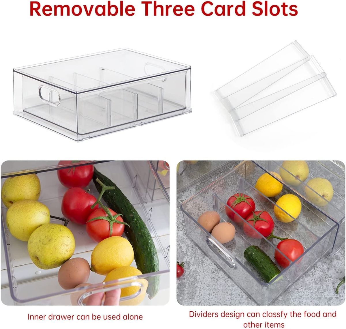3 PCS Fridge Organizer Set, Houkois Stackable Refrigerator
