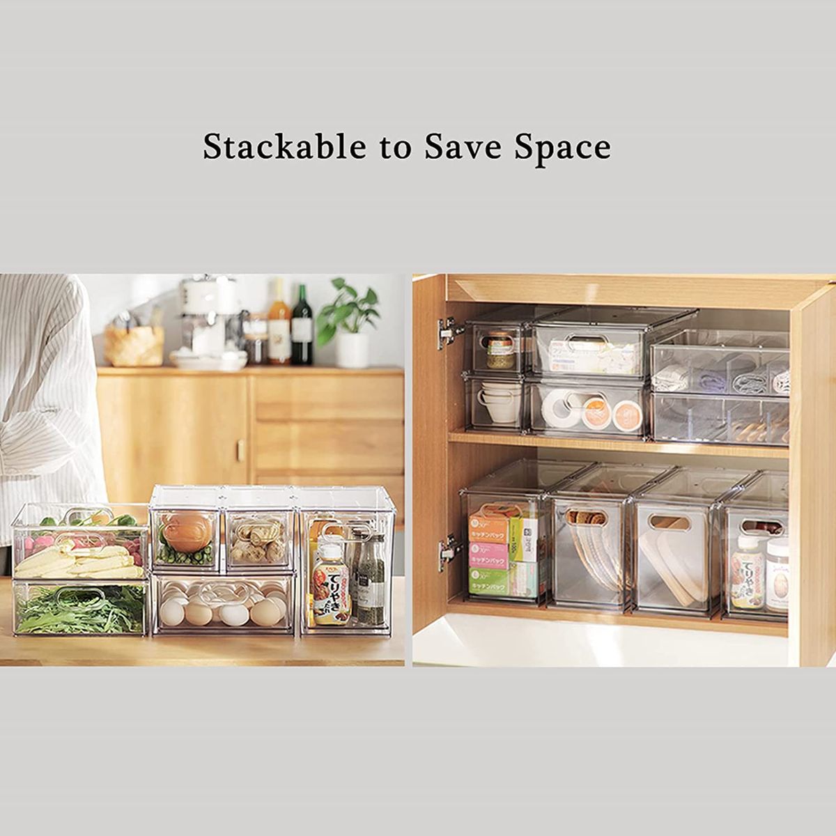 3 PCS Fridge Organizer Set, Houkois Stackable Refrigerator