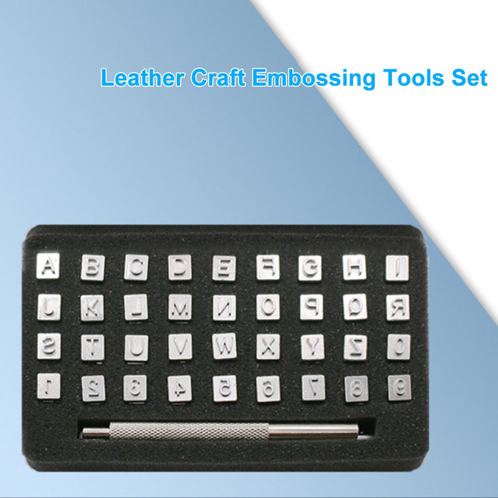 36Pcs Alphabet Letter Number Steel Punch Stamps Set For
