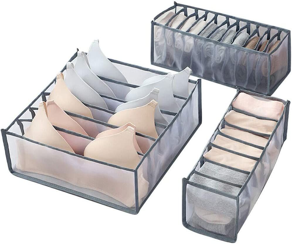 3 Pieces Multi-grids Clothes Storage Organizer
