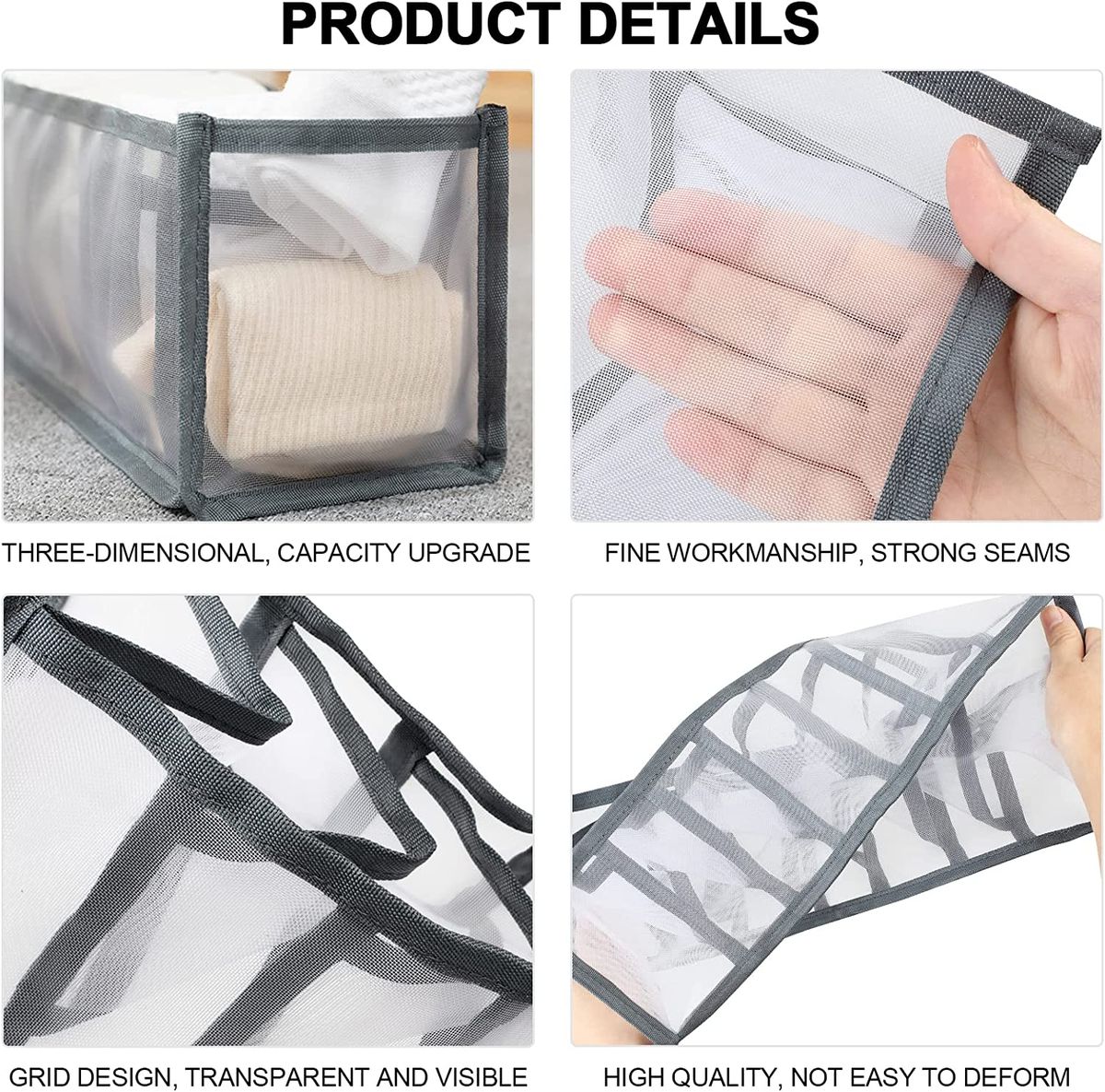 3 Pieces Multi-grids Clothes Storage Organizer