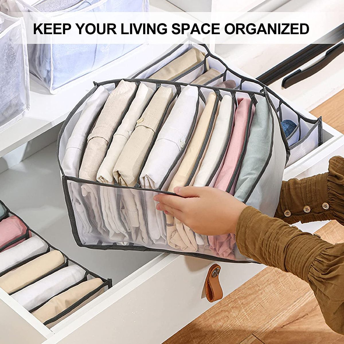 3 Pieces Multi-grids Clothes Storage Organizer