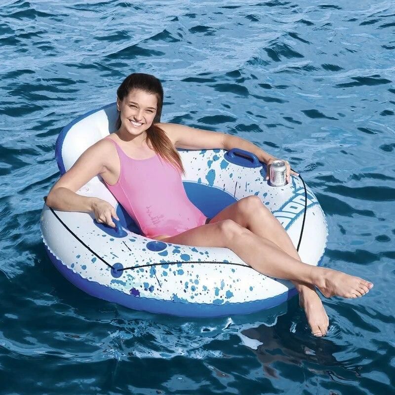 Inflatable PVC Recliner Water Chair Inflatable Floating Bed Floating Row of Mesh Cloth Swimming Ring Bottom Water Permeable