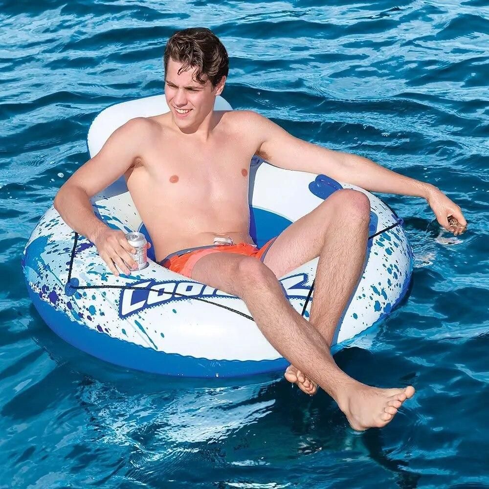 Inflatable PVC Recliner Water Chair Inflatable Floating Bed Floating Row of Mesh Cloth Swimming Ring Bottom Water Permeable