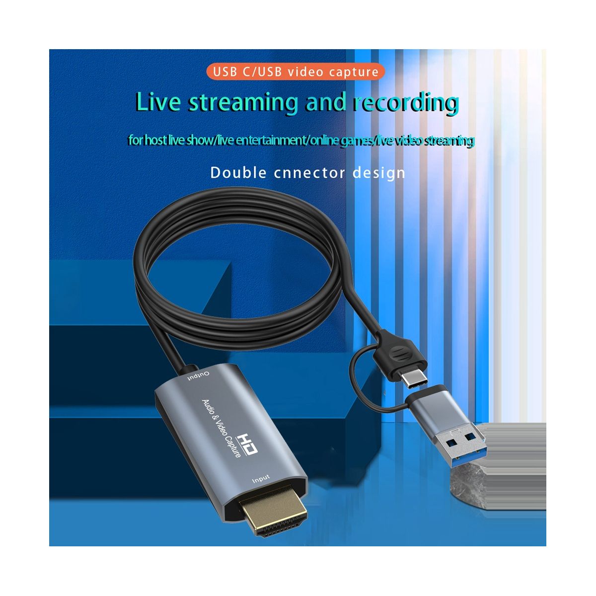 4K -Compatible to Type-C+USB Capture Card 1080P Computer