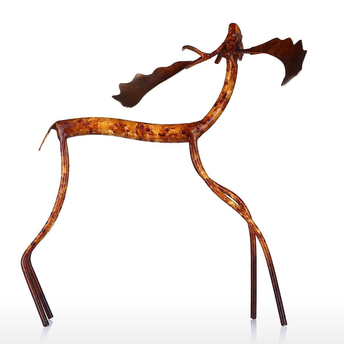 Raise Head Moose Tooarts Iron Sculpture Home Decoration Crafts Metal Animal Sculpture
