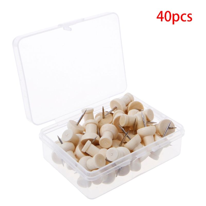 40 Pcs Wooden Thumbtack Creative Decorative Drawin