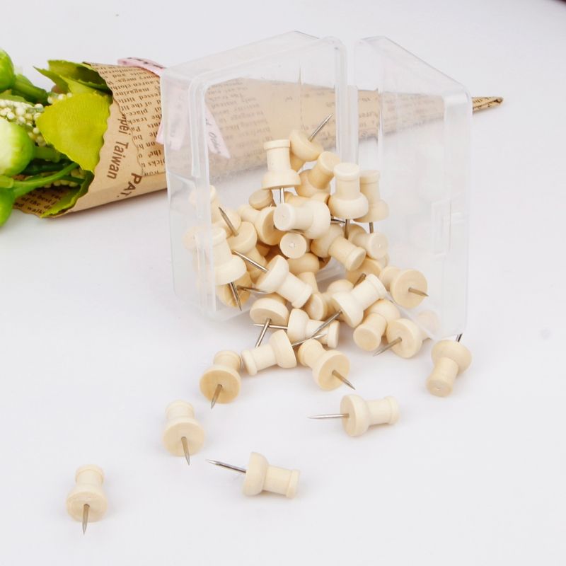 40 Pcs Wooden Thumbtack Creative Decorative Drawin
