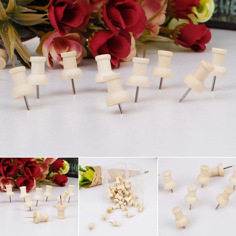 40 Pcs Wooden Thumbtack Creative Decorative Drawin