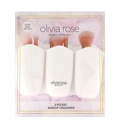 3 Pocket Makeup Organizer, White-Olivia Rose