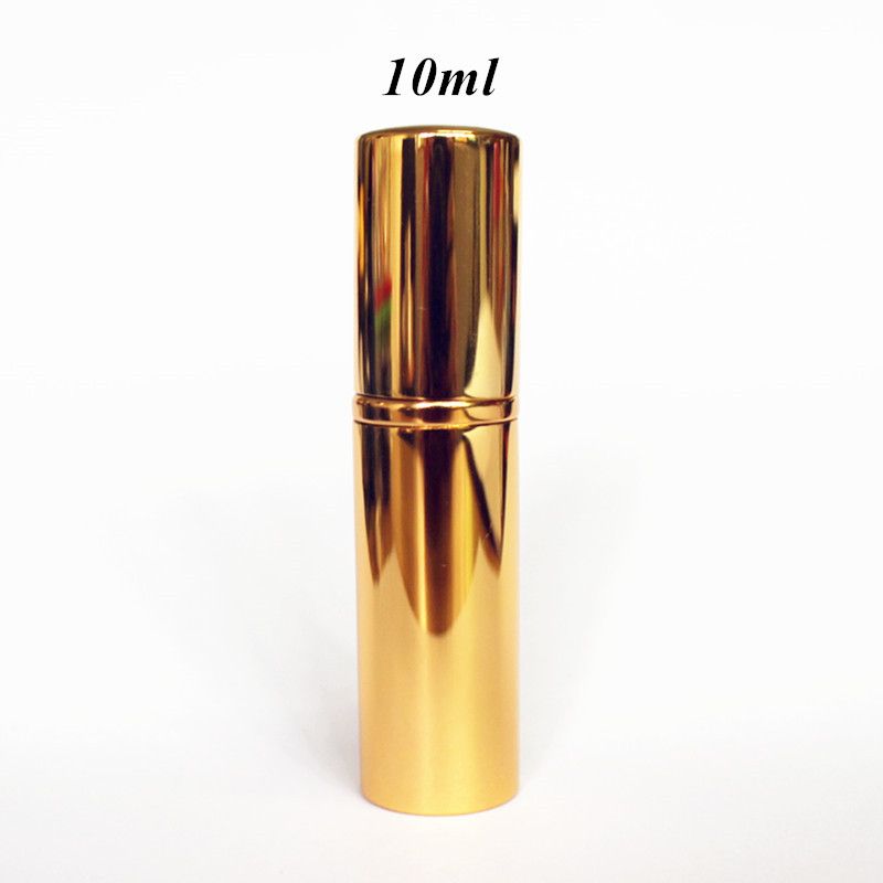1PC 5ml 10ml Portable Mini Glass Bottle Travel Aluminum Spray Atomizer Empty Parfume Atomiser Sprayer(#10ml Shiny Gold)