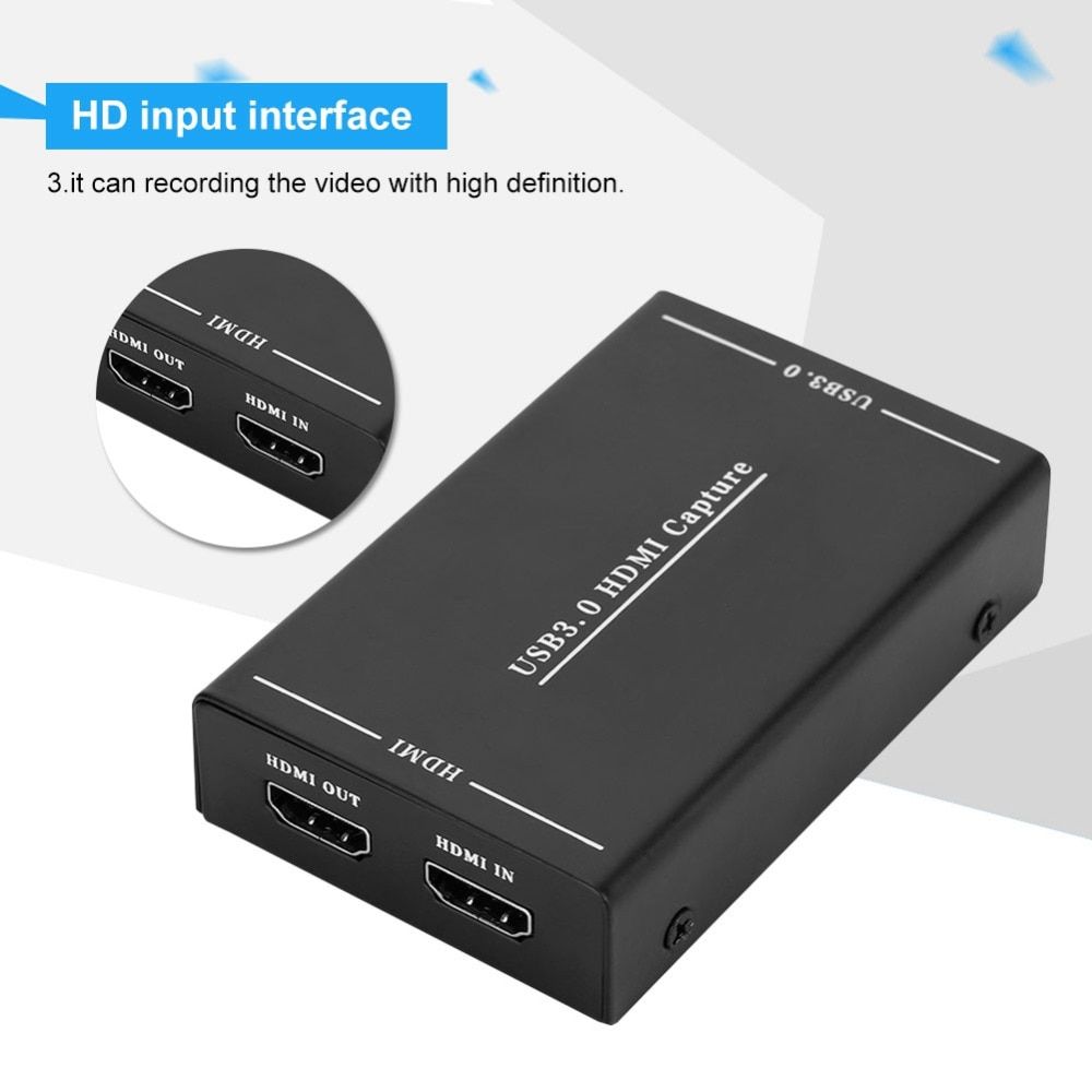 HDMI To USB 3.0 Video Capture Video Capture Box One-button Recording Box Recorder Adapter For Window7 8 10
