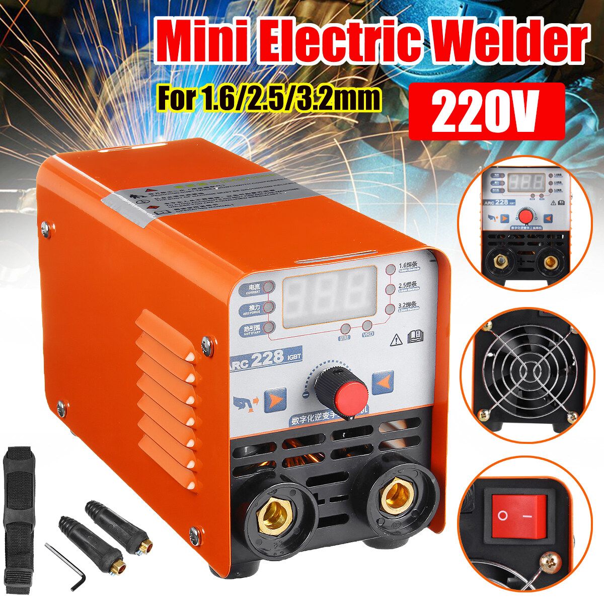 Digital Display ARC Force Stick Welder Inverter IGBT MMA Welding Machine 200A