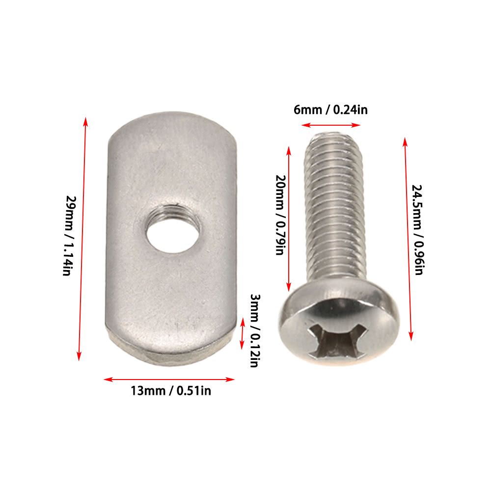 4 Stainless Steel Kayak Rail/Track Screws   Track Nuts