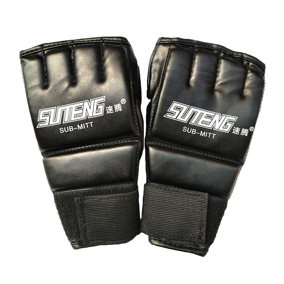 MMA Half Finger Boxing Fight  Mitt Adjustable For Adults Black 2