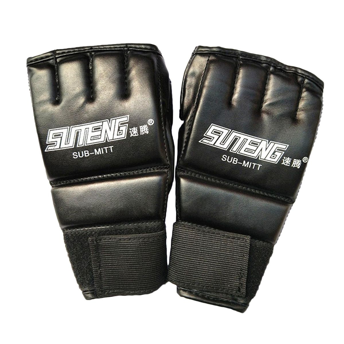 MMA Half Finger Boxing Fight  Mitt Adjustable For Adults Black 2
