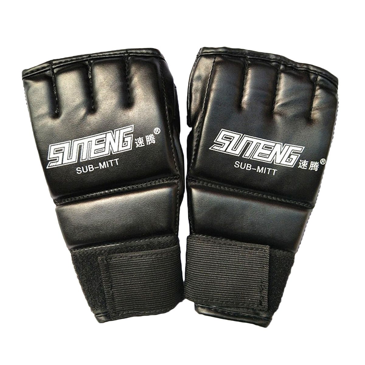 MMA Half Finger Boxing Fight  Mitt Adjustable For Adults Black 2