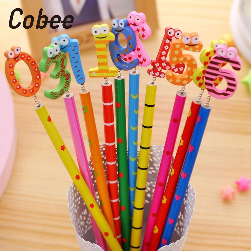 Cobee Wooden Spring Pencil With Eraser School Stud