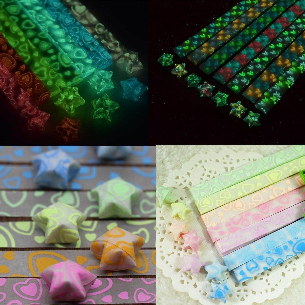 1 Bag Luminous Origami Lucky Star Paper Strip Folding Golw In The Dark