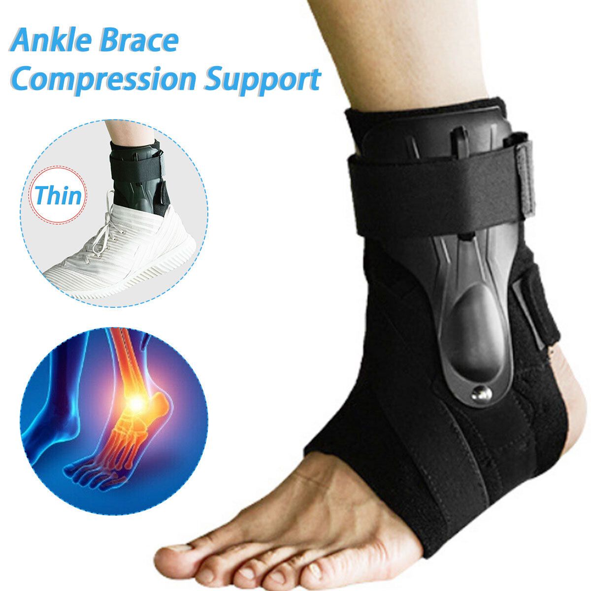 Ankle Brace Compression Sleeve Elastic Ankle Movement Sports Protective -- S/ M/ L L