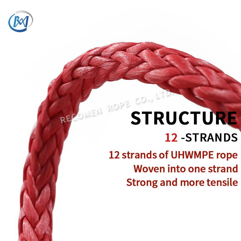 Impa Polyester Cover 12 Strand Braided Synthetic UHMWPE/Hmpe Plastic Marine Towing Winch Rope For Mooring And Offroad