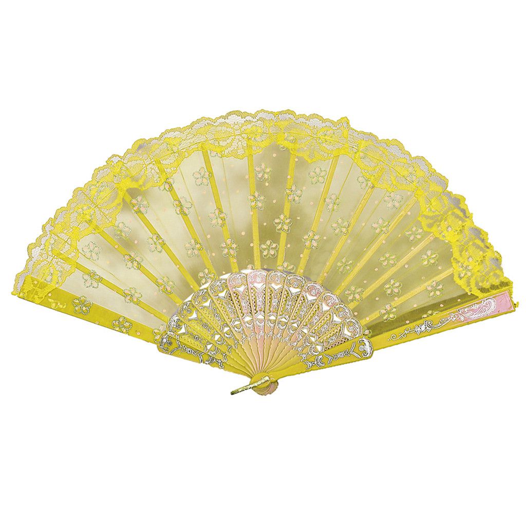 Silk Style Chinese Fan Held Fan Best Wedding Flower Folding Folding Vintage Lace G614 Party Hand Flower Dance Summer Hand Held