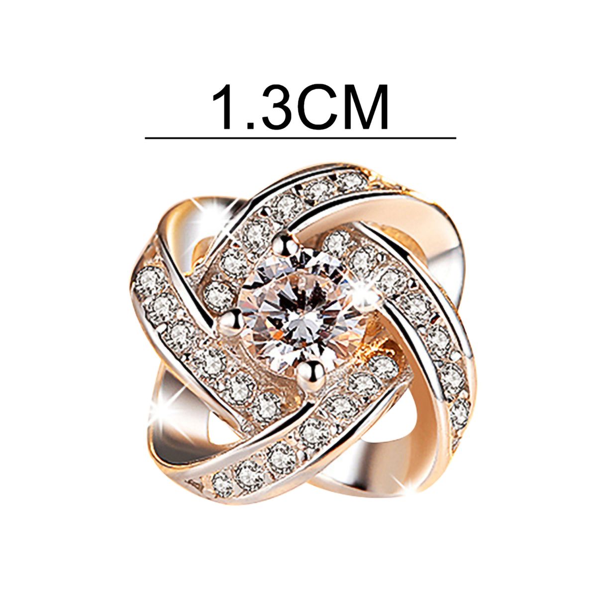 Ear Studs Rhinestone Inlaid Flower Shape Alloy Women Decoration Flower Earrings For Party-White