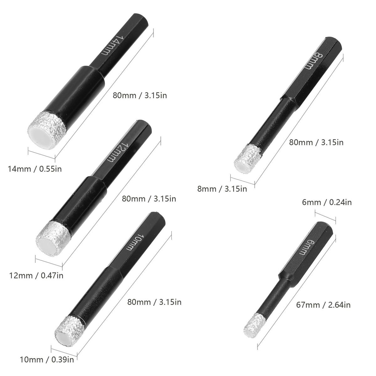 Dry Drill Bit Brazed Welding Diamond Ceramic Vitrified