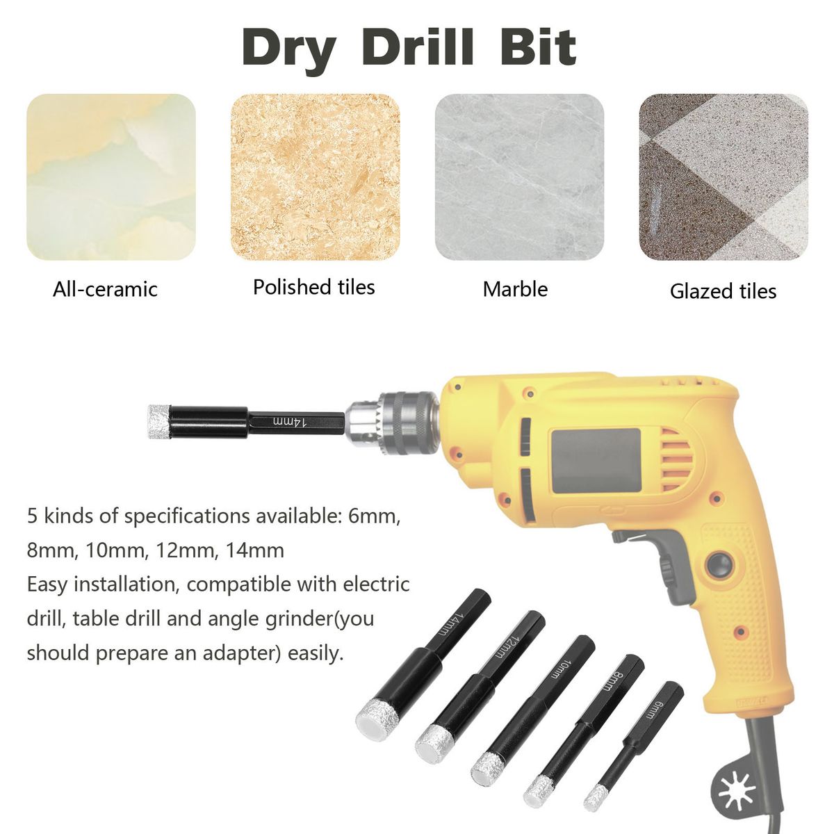 Dry Drill Bit Brazed Welding Diamond Ceramic Vitrified