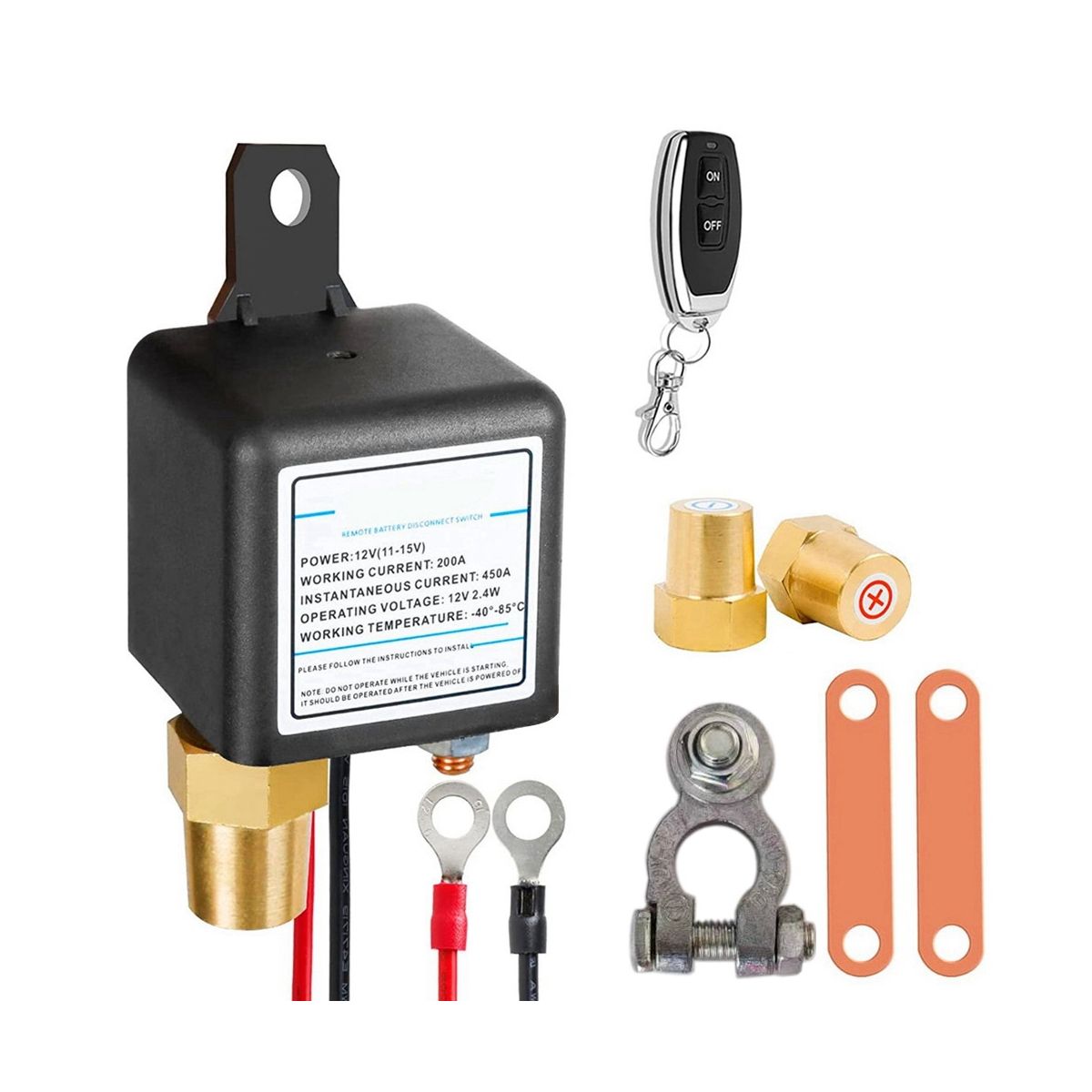 12V 200A Universal Battery Switch Relay Integrated Wireless Remote Control Disconnect Cut Off Isolator Switch 1 Remote