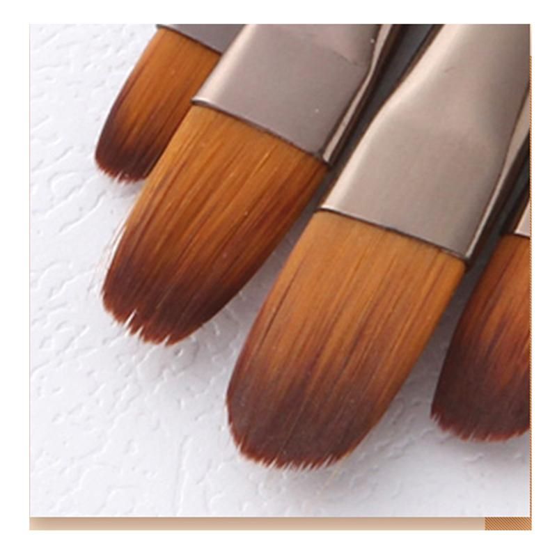 5Pcs Orange Red Nylon Hair Wooden Handle Watercolor Paint Brush Pen Set for Learning Oil Acrylic Painting Art Paint Brushes Supplies Nail Circle Peak