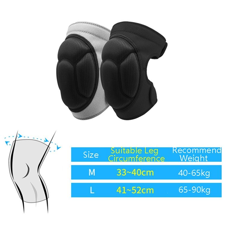 2 Pairs Sponge Knee Pads, M (Black)