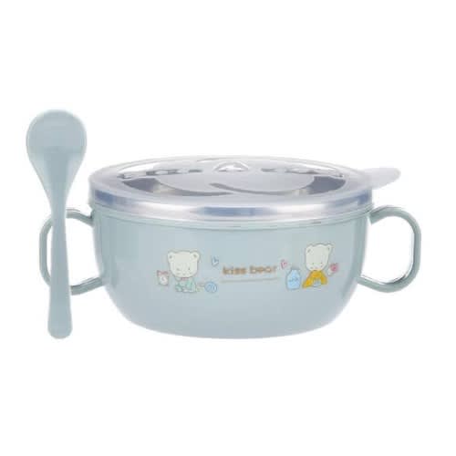 Baby’s Stainless Steel Feeding Dish With Spoon And Lid-300ml