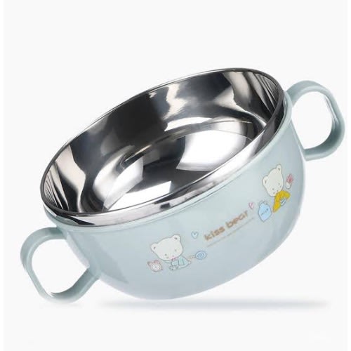 Baby’s Stainless Steel Feeding Dish With Spoon And Lid-300ml