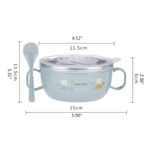 Baby’s Stainless Steel Feeding Dish With Spoon And Lid-300ml